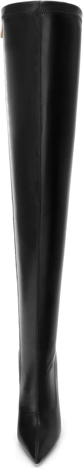 SHOWFOREST Over the Knee Boots for Women Pointed Toe Stiletto High Heel Side Zipper 4.7 Inch Fall Boots Elegant Dating Party Evening Thigh High Boots