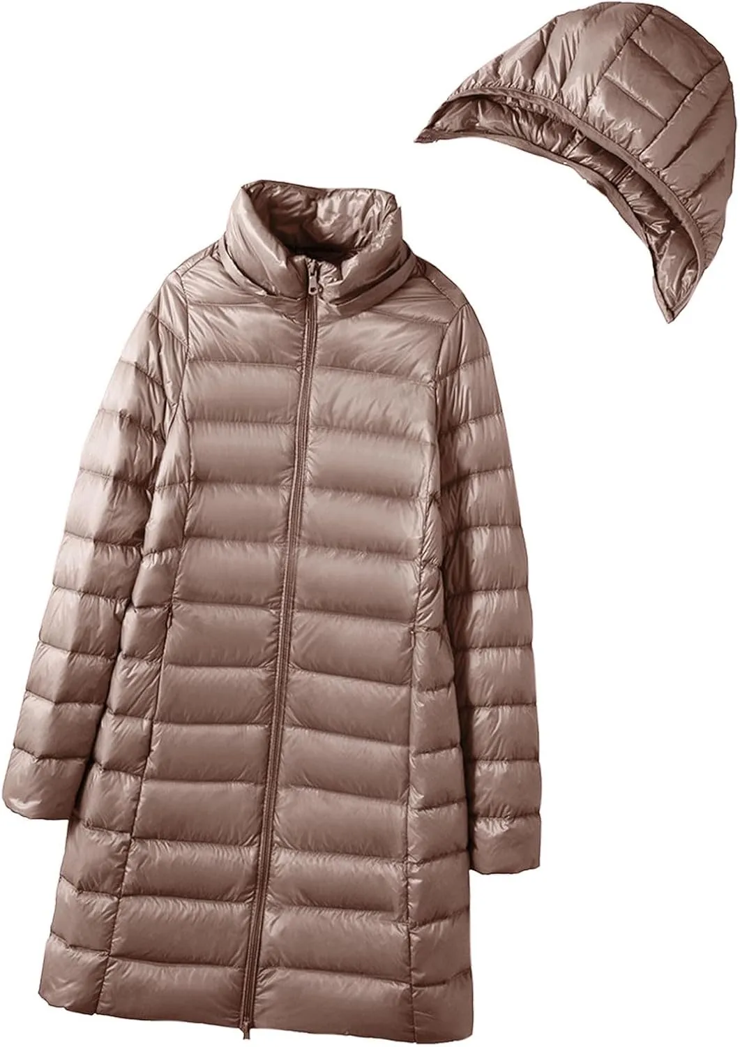 SMIDOW Long Puffer Coat For Women Plus Size Warm Winter Down Jackets Lightweight Removable Hood Quilted Coats
