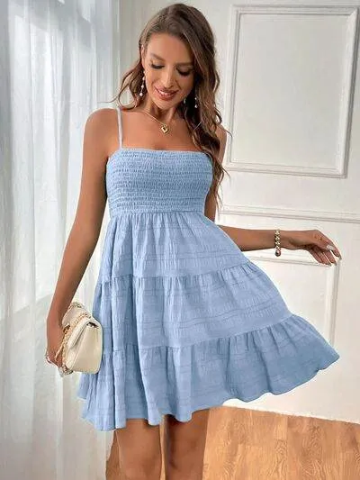 Smocked Tiered Mini Cami Dress (Multiple Colours)