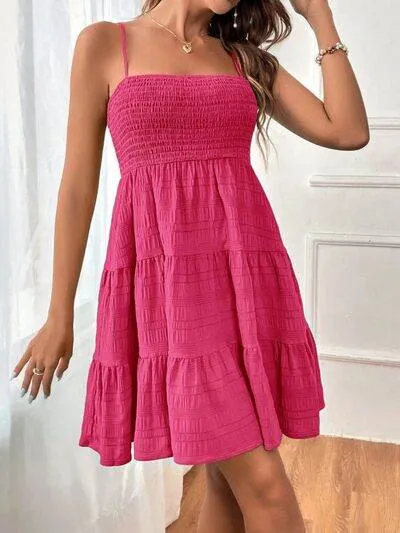 Smocked Tiered Mini Cami Dress (Multiple Colours)