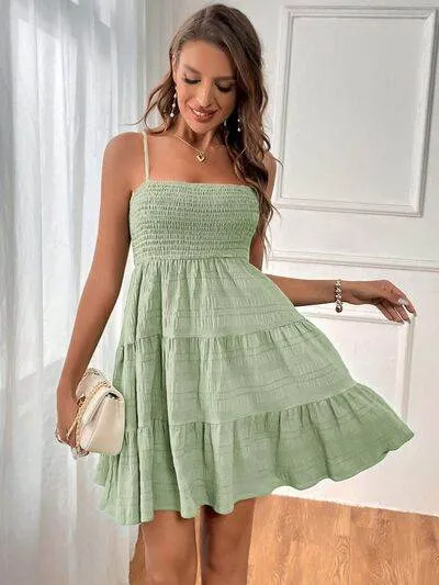 Smocked Tiered Mini Cami Dress (Multiple Colours)