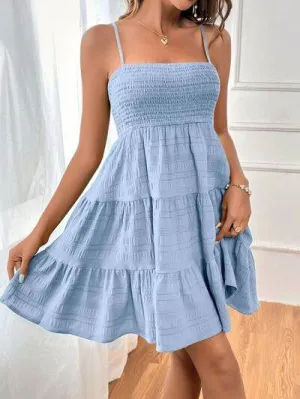 Smocked Tiered Mini Cami Dress (Multiple Colours)