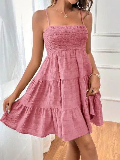 Smocked Tiered Mini Cami Dress (Multiple Colours)