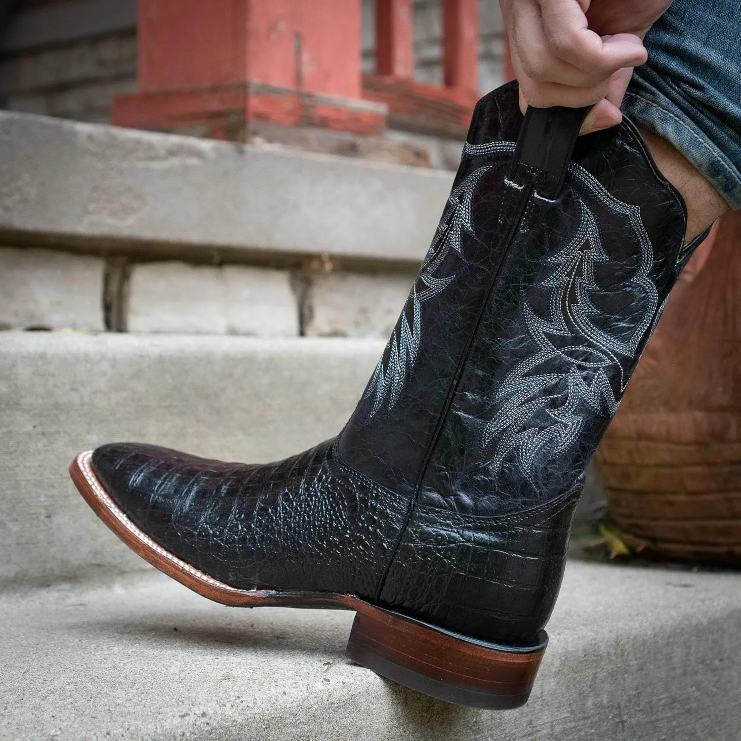 Soto Boots Men's Caiman Belly Print Cowboy Boots H4001