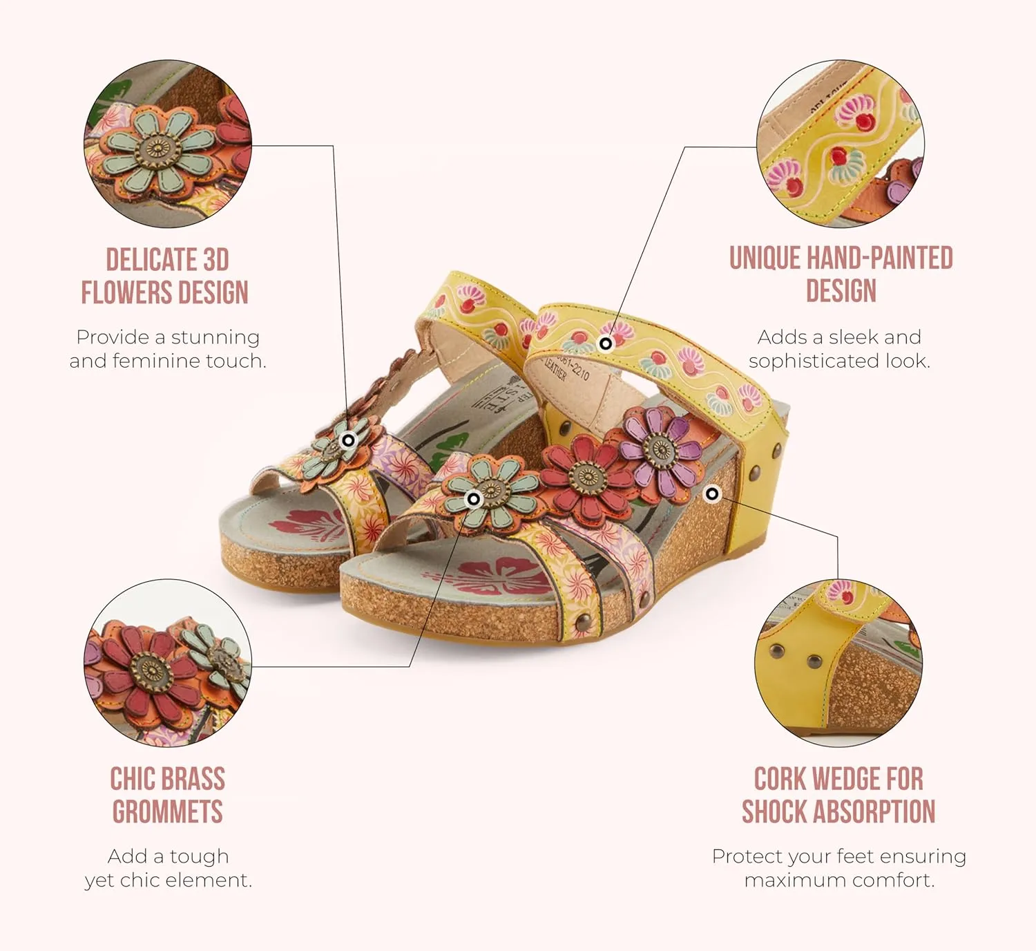 Spring Step L'Artiste Women's Delight Slide Sandals Hook & Loop Straps for Women