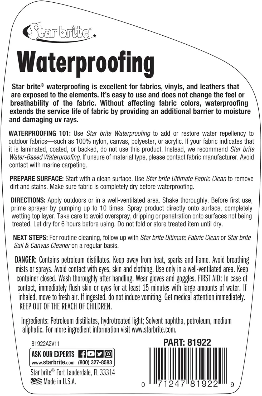 STAR BRITE Waterproofing Spray, Waterproofer   Stain Repellent   UV Protection for Boat Covers, Car Covers, Bimini Tops, Tents, Jackets, Backpacks, Boots, Awnings, Patio Covers & More