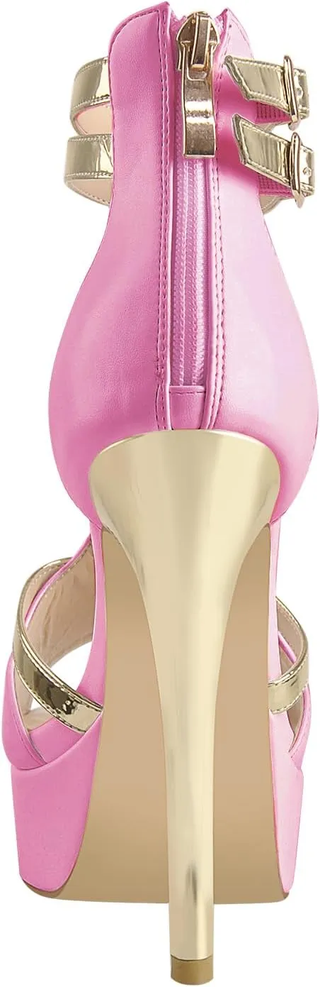 Stiletto High Heel Platform Peep Open Toe Ankle Strap Sandals