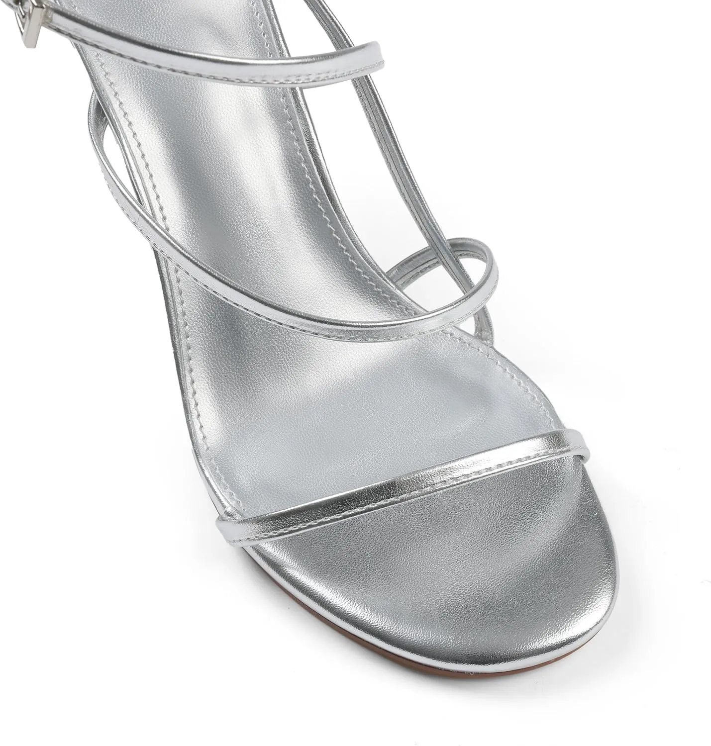 Strappy Heels For Women, Kitten Stiletto Sandals Adjustable Ankle Strap Round Toe Comfortable Formal Dressy Sexy Cute Wedding Party Prom Bridal 3.15 Inches In Height Summer Heels