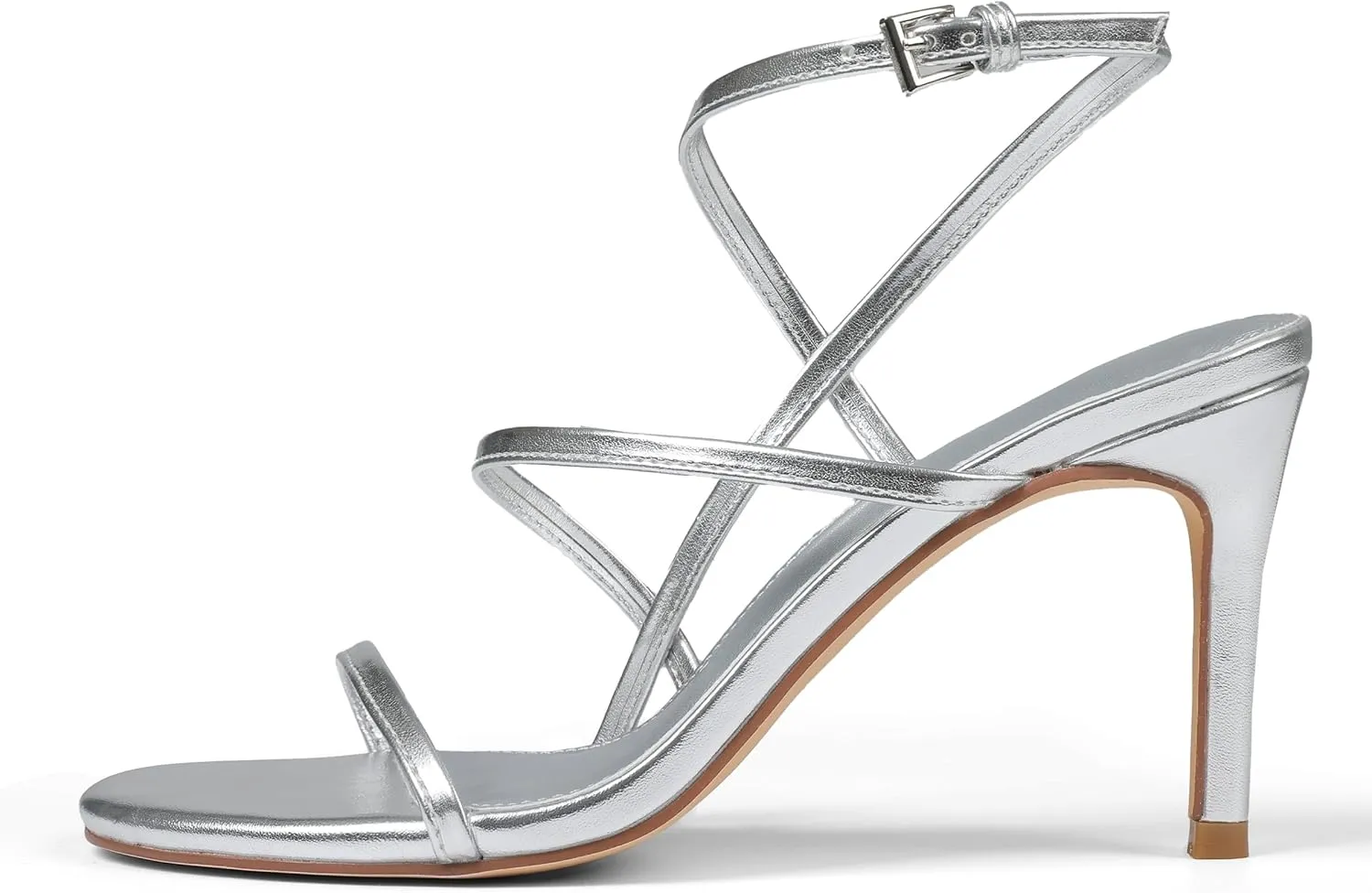 Strappy Heels For Women, Kitten Stiletto Sandals Adjustable Ankle Strap Round Toe Comfortable Formal Dressy Sexy Cute Wedding Party Prom Bridal 3.15 Inches In Height Summer Heels