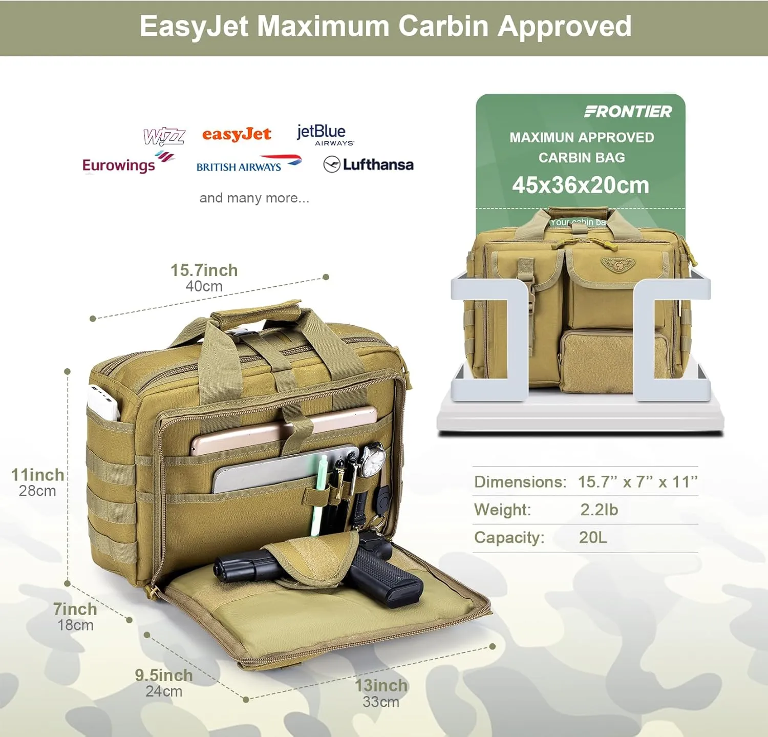 Stypos Tactical Messenger Bag, 14 Inch Tactical Briefcase for Man Military Laptop Bag Messenger Shoulder Bag, Includes a Flag