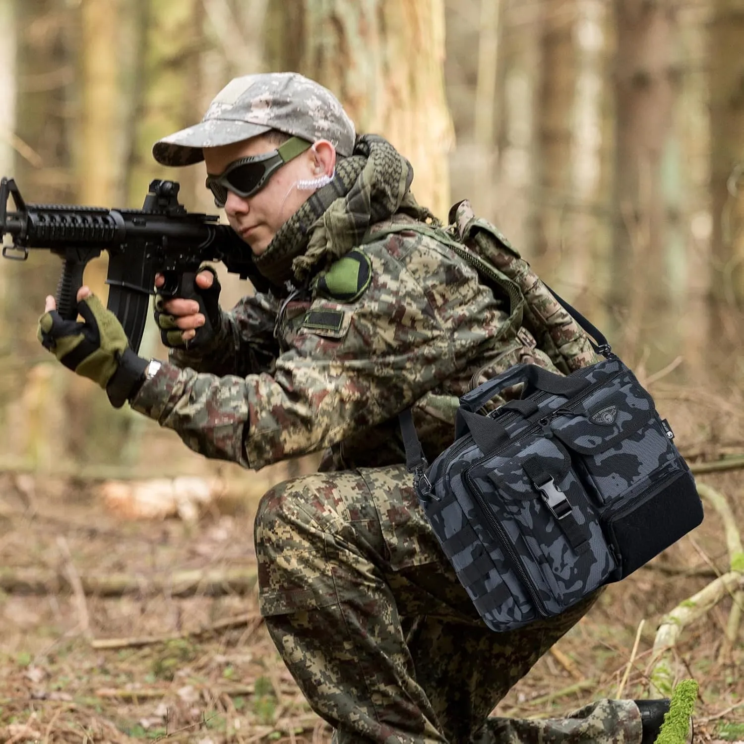 Stypos Tactical Messenger Bag, 14 Inch Tactical Briefcase for Man Military Laptop Bag Messenger Shoulder Bag, Includes a Flag