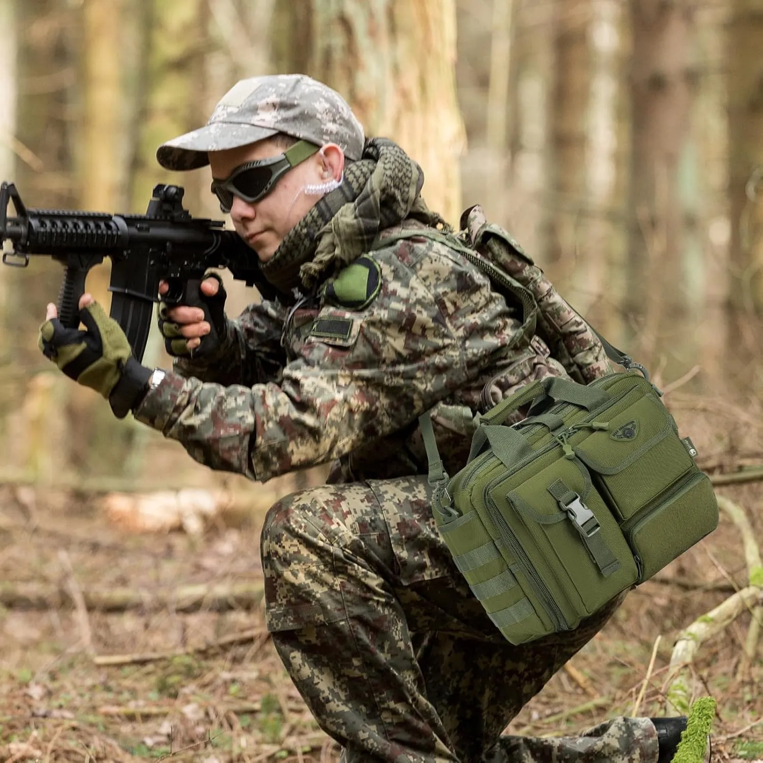 Stypos Tactical Messenger Bag, 14 Inch Tactical Briefcase for Man Military Laptop Bag Messenger Shoulder Bag, Includes a Flag