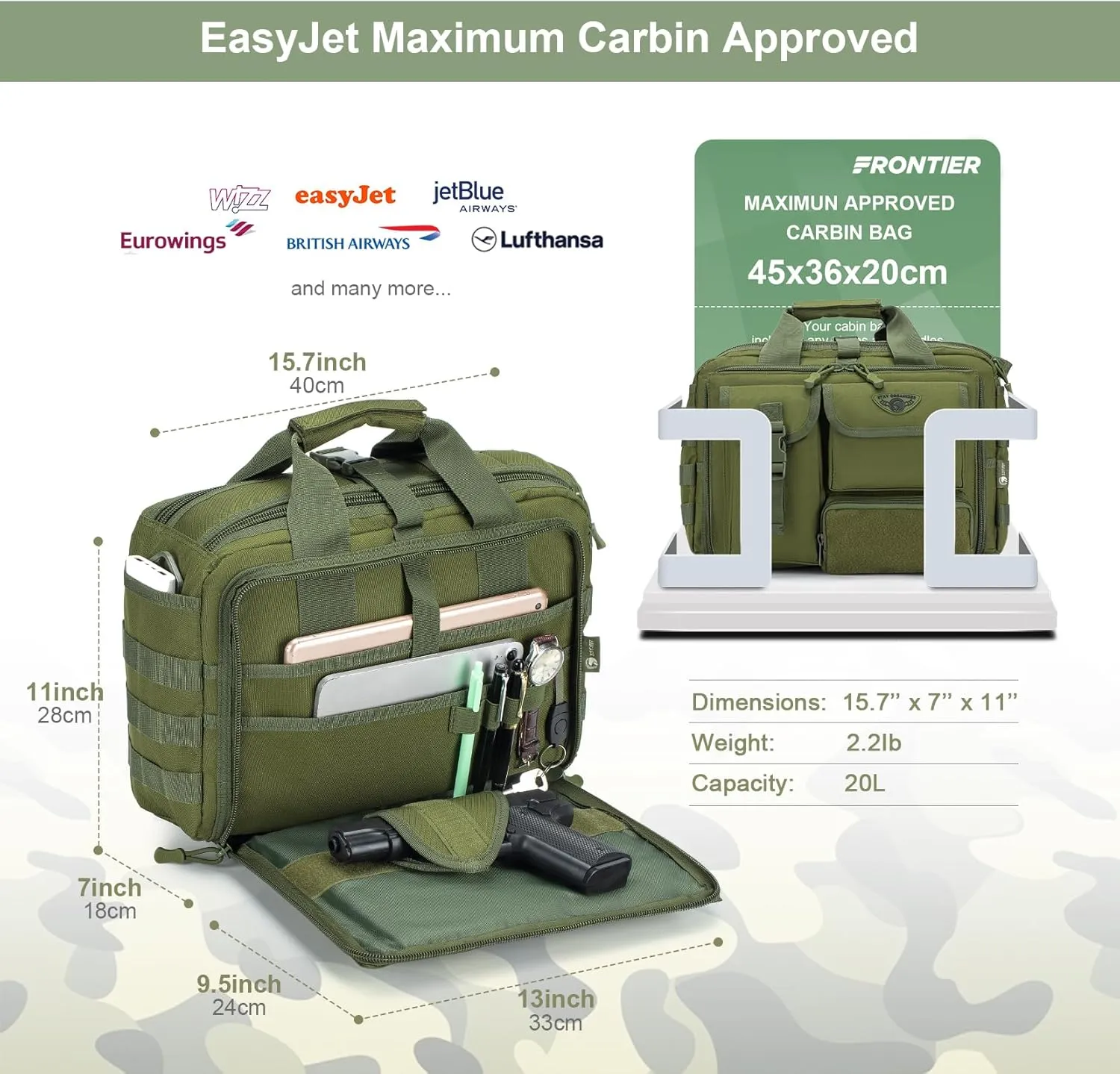 Stypos Tactical Messenger Bag, 14 Inch Tactical Briefcase for Man Military Laptop Bag Messenger Shoulder Bag, Includes a Flag