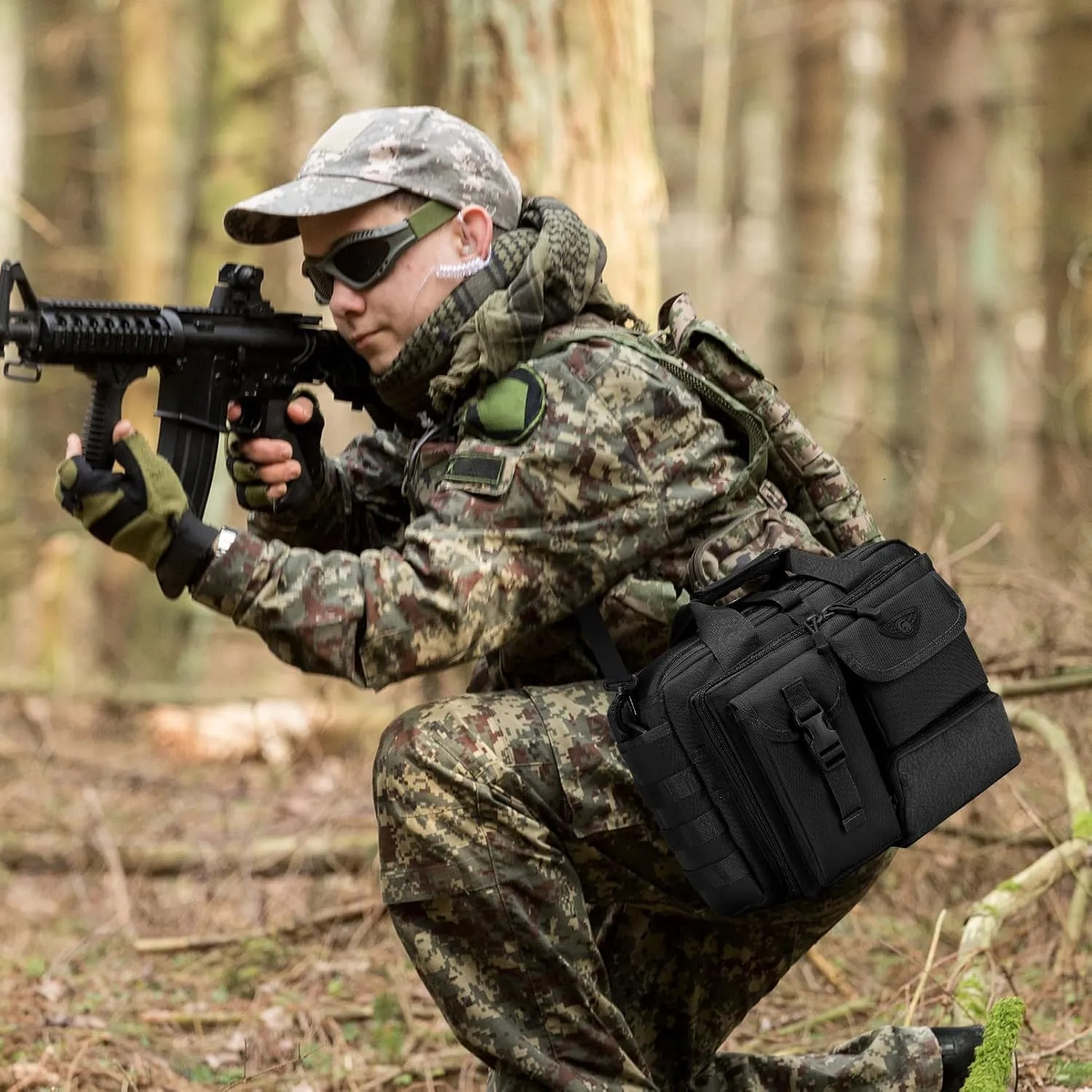 Stypos Tactical Messenger Bag, 14 Inch Tactical Briefcase for Man Military Laptop Bag Messenger Shoulder Bag, Includes a Flag