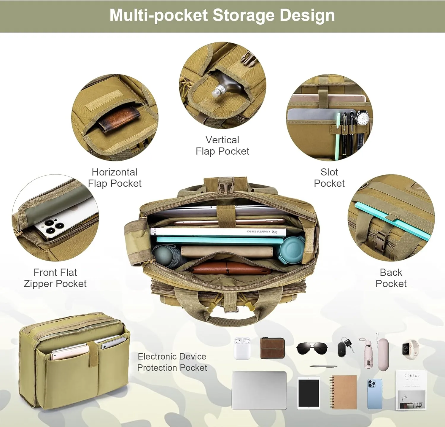 Stypos Tactical Messenger Bag, Tactical Briefcase for Man Military Laptop Bag 15.6/17.3 Inch Messenger Shoulder Bag