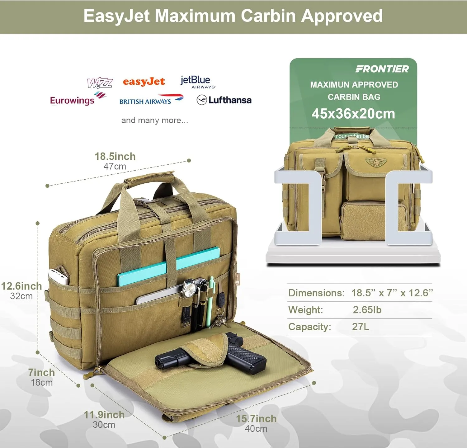 Stypos Tactical Messenger Bag, Tactical Briefcase for Man Military Laptop Bag 15.6/17.3 Inch Messenger Shoulder Bag