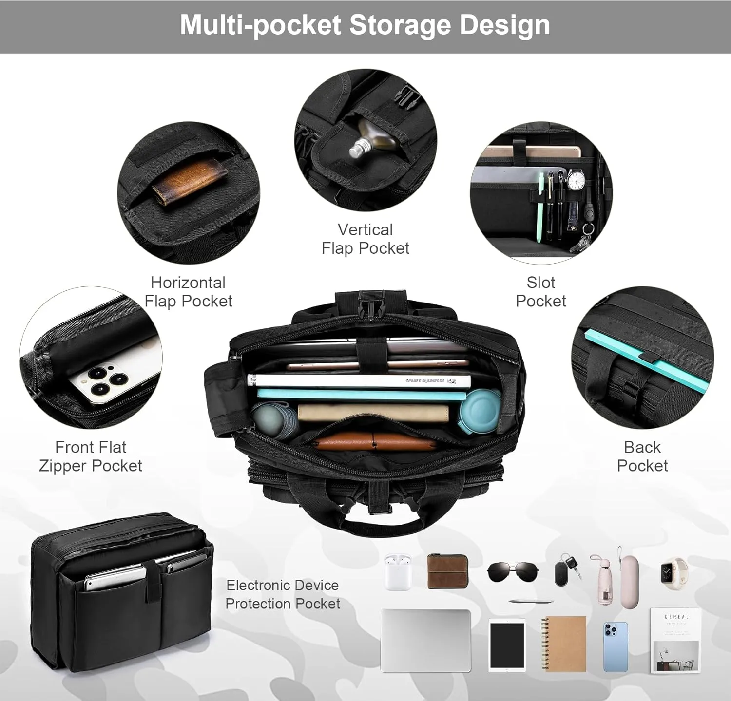 Stypos Tactical Messenger Bag, Tactical Briefcase for Man Military Laptop Bag 15.6/17.3 Inch Messenger Shoulder Bag