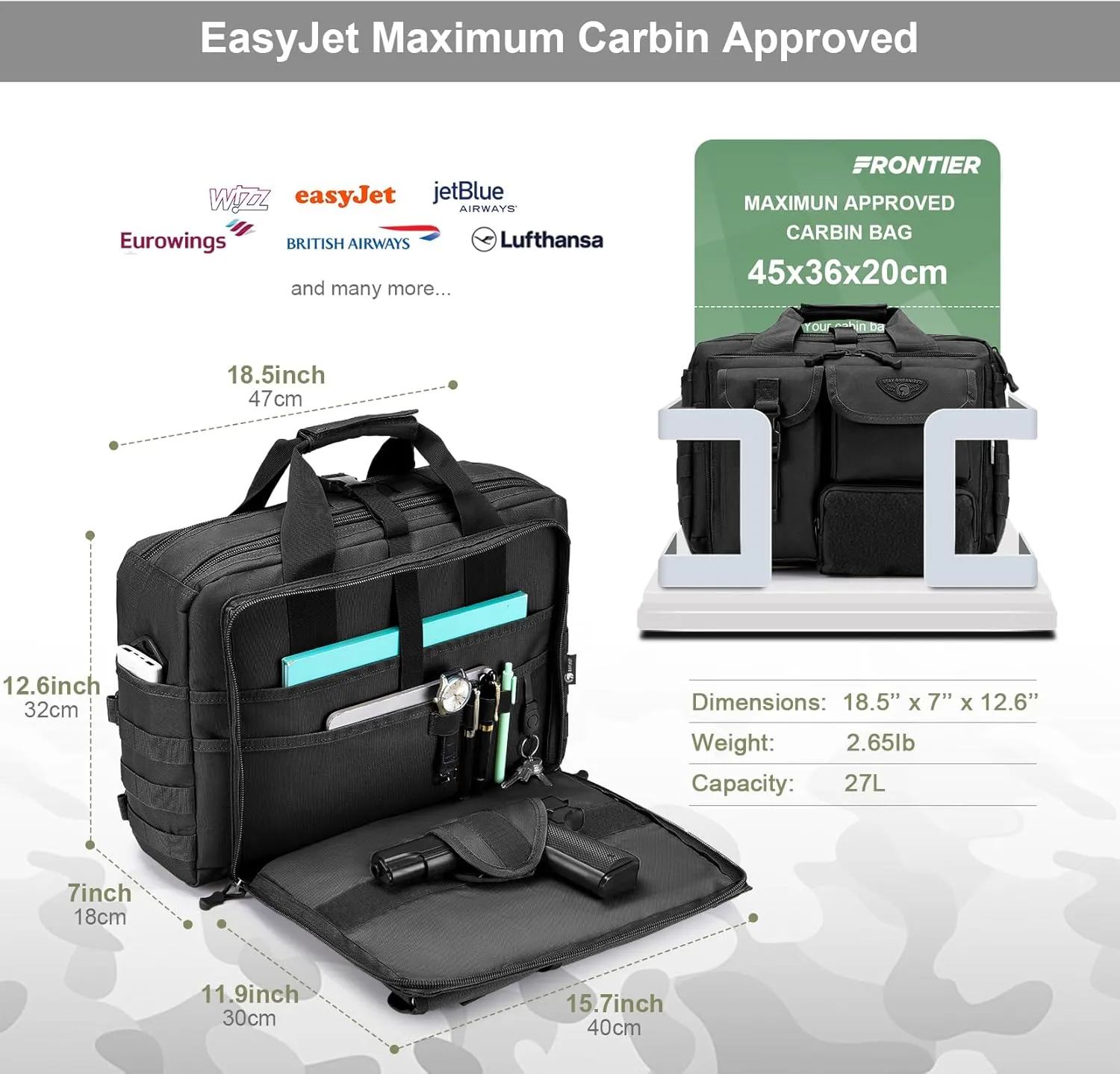 Stypos Tactical Messenger Bag, Tactical Briefcase for Man Military Laptop Bag 15.6/17.3 Inch Messenger Shoulder Bag