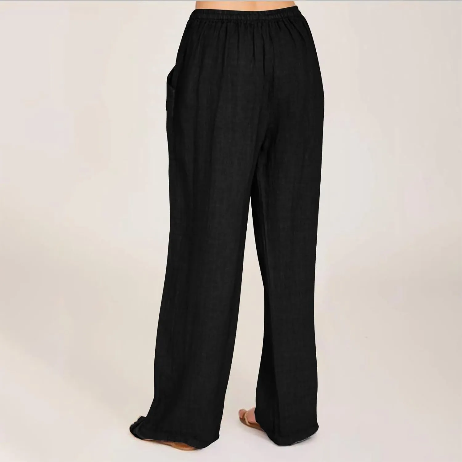Summer Causal Pants for Women Trendy 2025 High Waisted Drawstring Lounge Trousers Flowy Boho Beach Pant Outfits