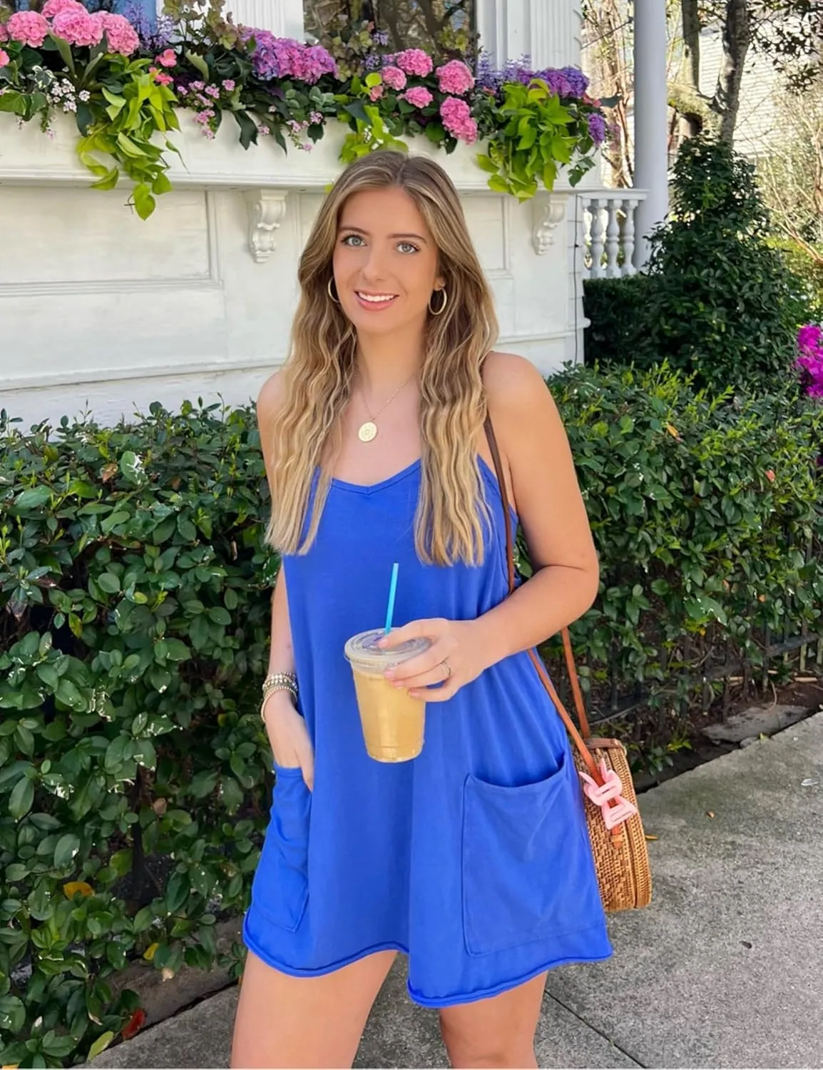 Summer Dress for Women 2025 Hot Shot Mini Romper Dresses Athletic Spaghetti Strap Tennis Dress Built in Shorts