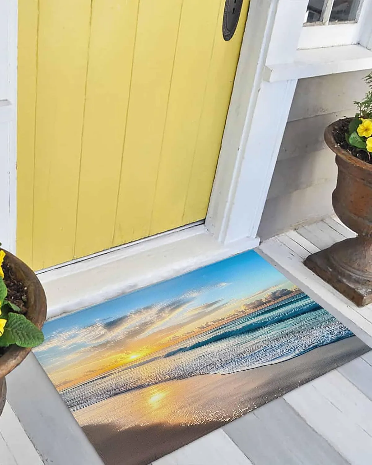 Sunset Spray Beach Sky Sea Ocean Front Door Mat Doormat Absorbent Dirt Resist Welcome Door Mats Non-Slip 18x30 inch Floor Low Profile Entryway Rug for Home Indoor Outdoor