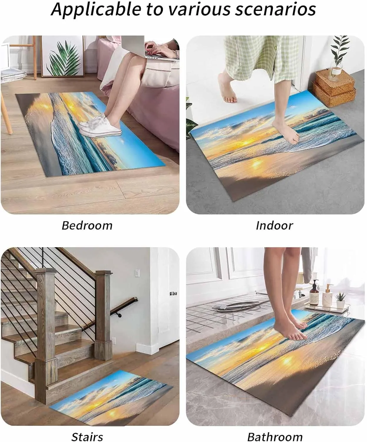 Sunset Spray Beach Sky Sea Ocean Front Door Mat Doormat Absorbent Dirt Resist Welcome Door Mats Non-Slip 18x30 inch Floor Low Profile Entryway Rug for Home Indoor Outdoor