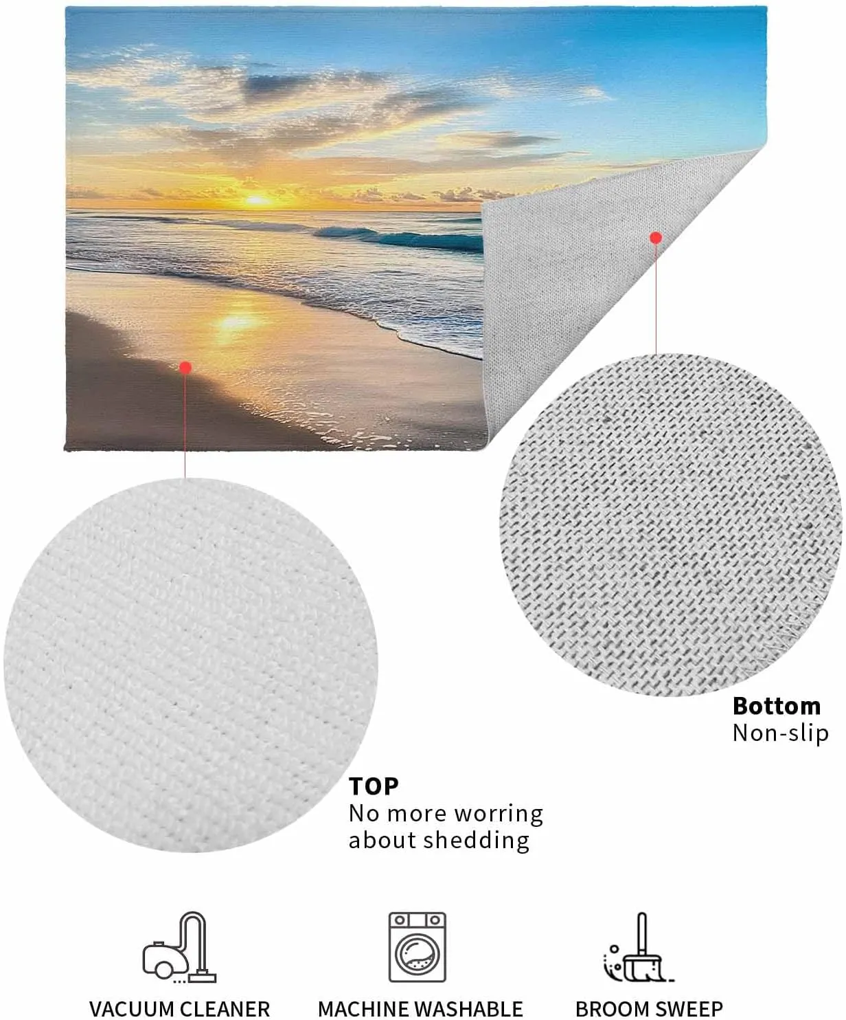 Sunset Spray Beach Sky Sea Ocean Front Door Mat Doormat Absorbent Dirt Resist Welcome Door Mats Non-Slip 18x30 inch Floor Low Profile Entryway Rug for Home Indoor Outdoor