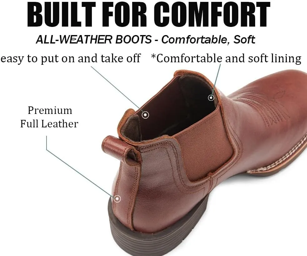 SUREWAY Western Cowboy Boots for Men,Square Toe Casual/Work/Chukka Boots, Ankle Length Classic Comfort Oxford Style Footwear