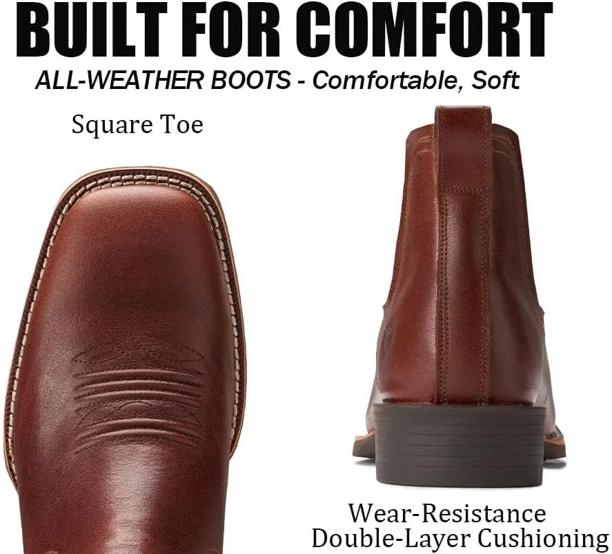 SUREWAY Western Cowboy Boots for Men,Square Toe Casual/Work/Chukka Boots, Ankle Length Classic Comfort Oxford Style Footwear