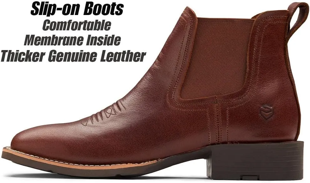 SUREWAY Western Cowboy Boots for Men,Square Toe Casual/Work/Chukka Boots, Ankle Length Classic Comfort Oxford Style Footwear