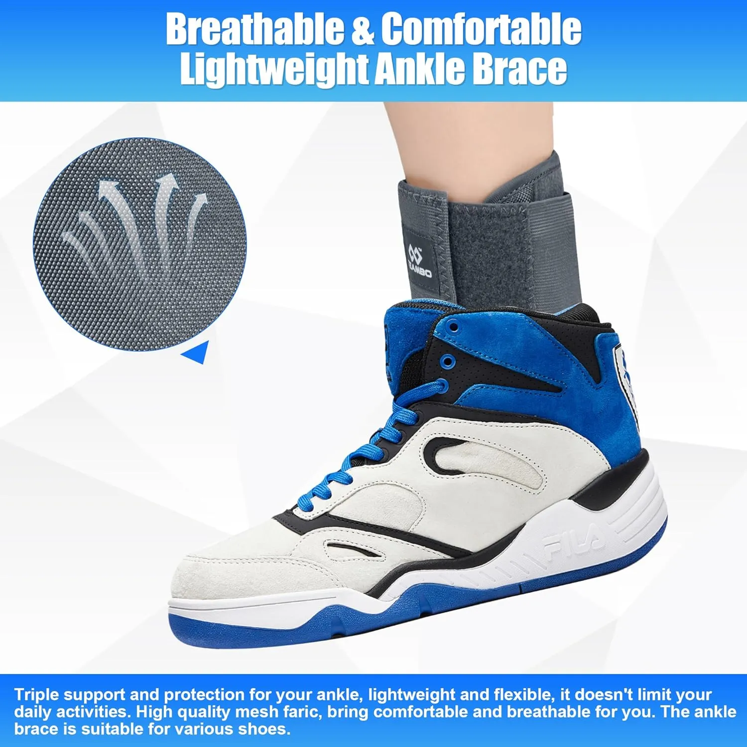 T TIMTAKBO Quick Lace Up Ankle Brace for Women Men, Adjustable Ankle Brace for Sprained Ankle, Ankle Support Brace for Achilles Tendonitis, Sprains, Ankle Wrap for Running, Basketball, Volleyball - M