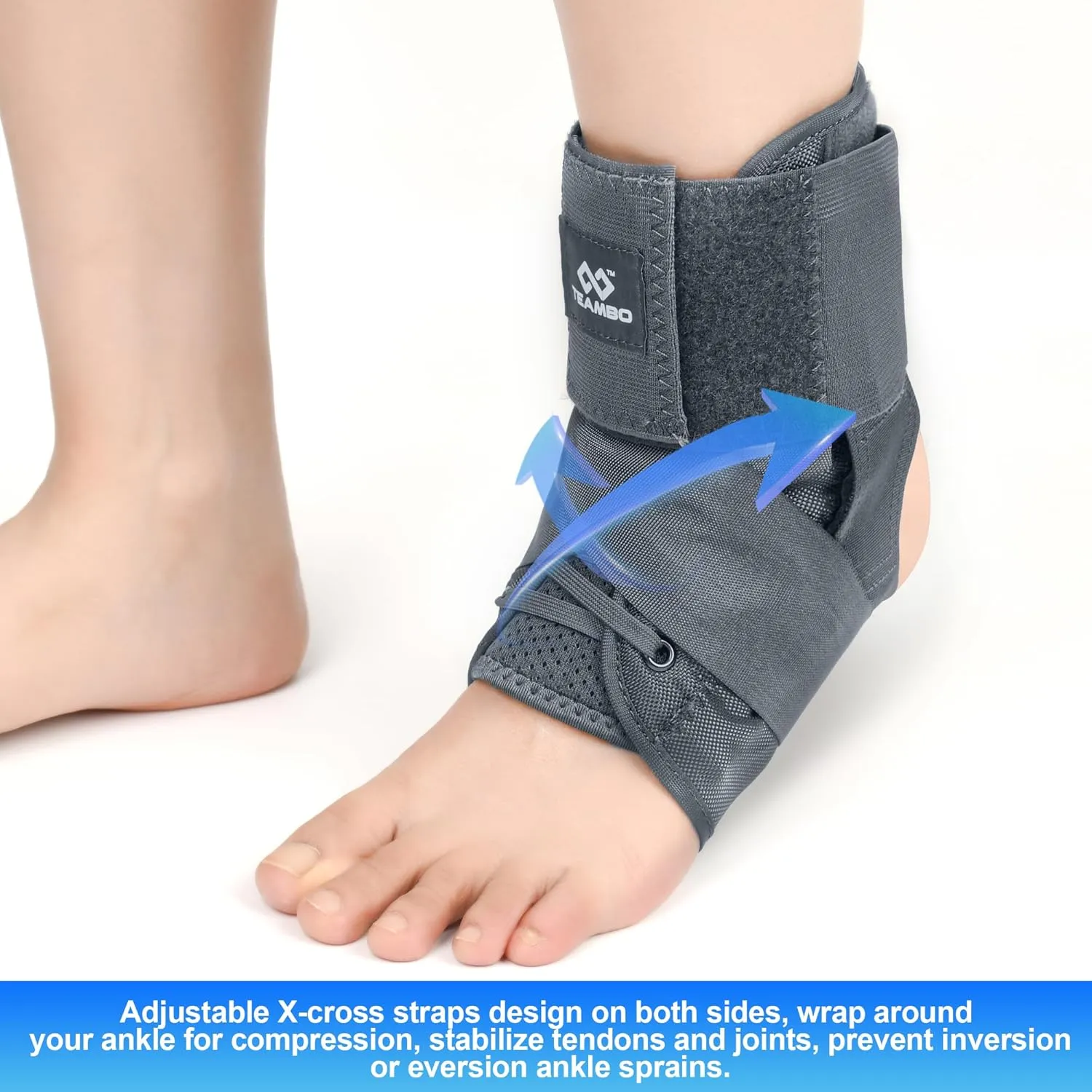 T TIMTAKBO Quick Lace Up Ankle Brace for Women Men, Adjustable Ankle Brace for Sprained Ankle, Ankle Support Brace for Achilles Tendonitis, Sprains, Ankle Wrap for Running, Basketball, Volleyball - M