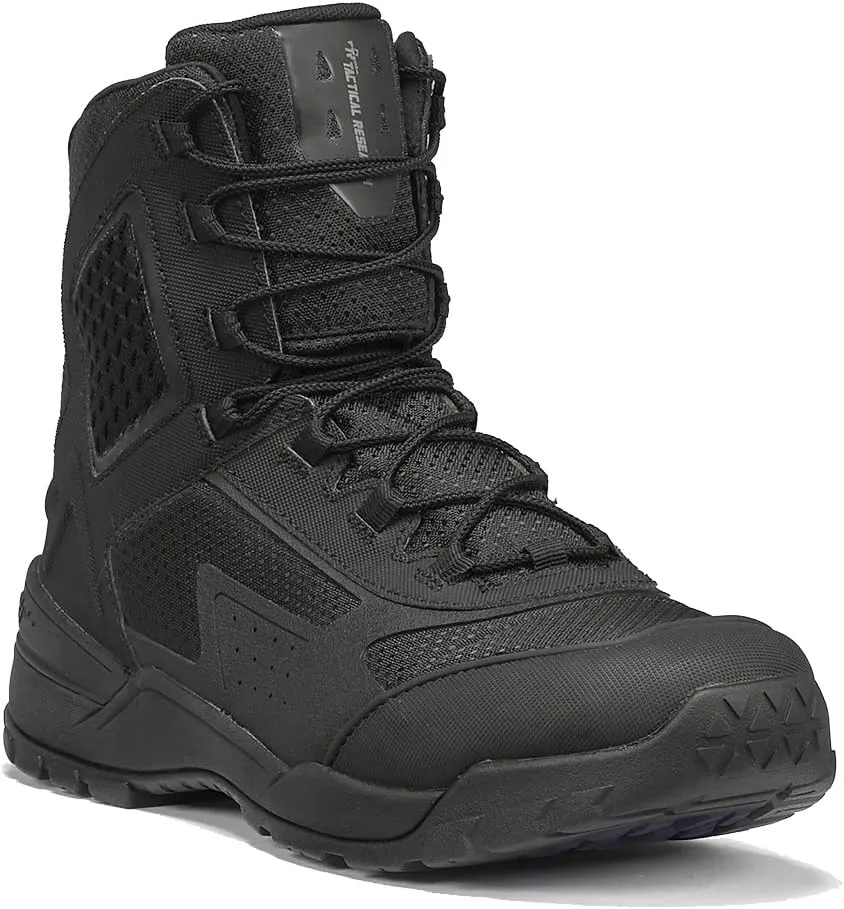 Tactical Research TR1040-T 7 Inch Ultralight Black Tactical Boots for Men - Non-Polishable Leather and Nylon with Slip-Resistant TR HiTRAC Outsole for Police, EMS, and Security