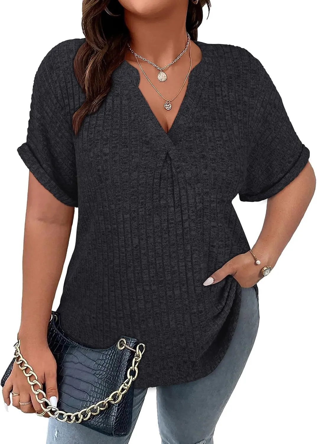 Tanst Sky Womens Plus Size Tops Short Sleeve V Neck Shirts Summer Casual Tunic Blouses XL-5XL