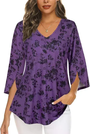 Tencole Womens Tops 2025 Summer Trendy Dressy Shirts 3/4 Sleeve Blouses Tunic V Neck Casual