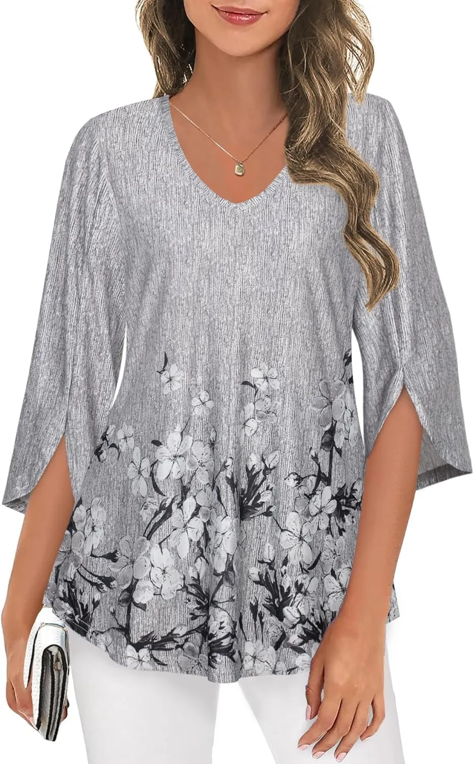 Tencole Womens Tops 2025 Summer Trendy Dressy Shirts 3/4 Sleeve Blouses Tunic V Neck Casual
