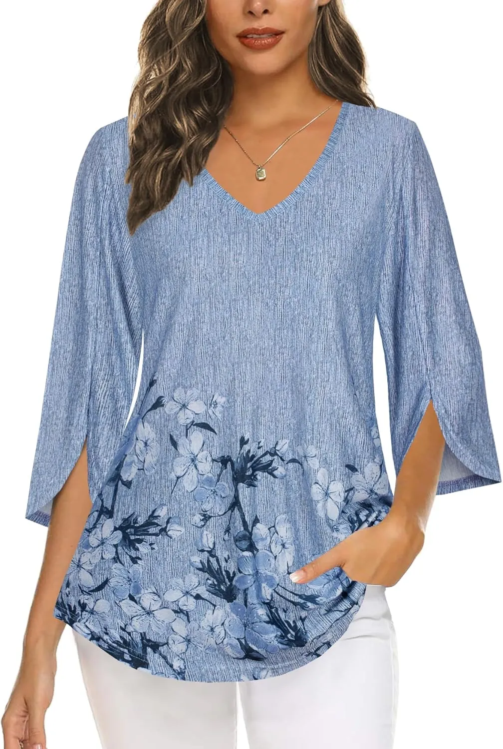 Tencole Womens Tops 2025 Summer Trendy Dressy Shirts 3/4 Sleeve Blouses Tunic V Neck Casual