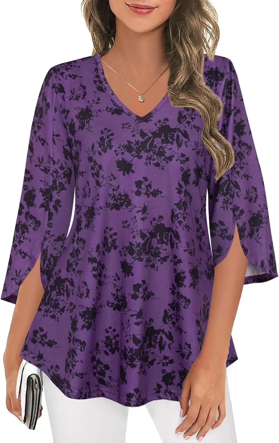 Tencole Womens Tops 2025 Summer Trendy Dressy Shirts 3/4 Sleeve Blouses Tunic V Neck Casual
