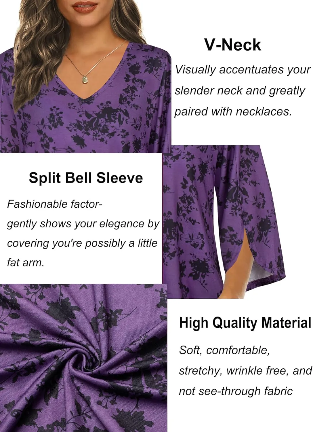 Tencole Womens Tops 2025 Summer Trendy Dressy Shirts 3/4 Sleeve Blouses Tunic V Neck Casual