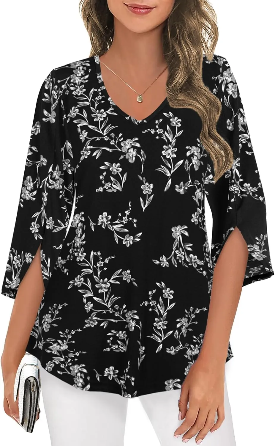 Tencole Womens Tops 2025 Summer Trendy Dressy Shirts 3/4 Sleeve Blouses Tunic V Neck Casual