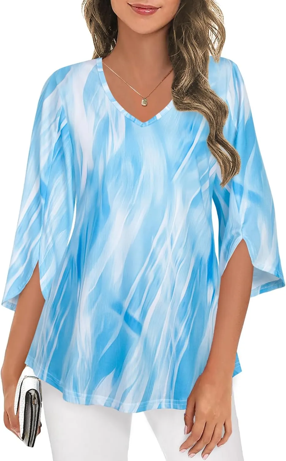 Tencole Womens Tops 2025 Summer Trendy Dressy Shirts 3/4 Sleeve Blouses Tunic V Neck Casual
