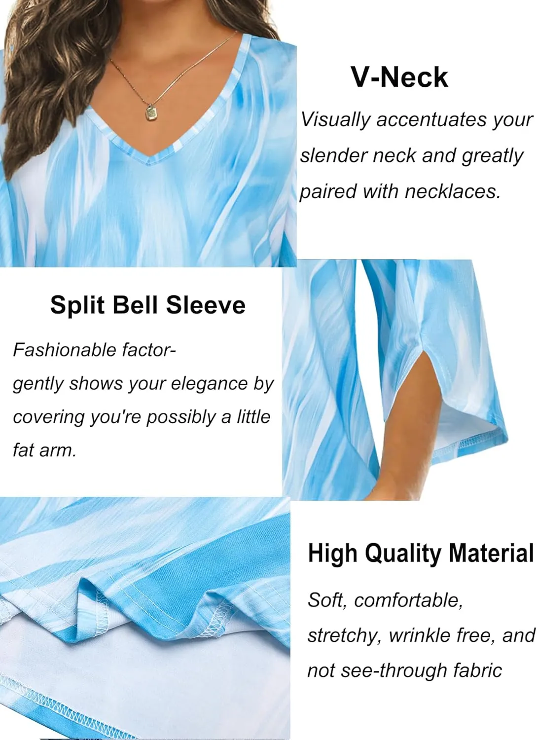 Tencole Womens Tops 2025 Summer Trendy Dressy Shirts 3/4 Sleeve Blouses Tunic V Neck Casual
