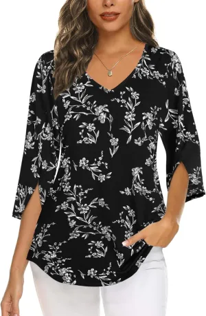 Tencole Womens Tops 2025 Summer Trendy Dressy Shirts 3/4 Sleeve Blouses Tunic V Neck Casual