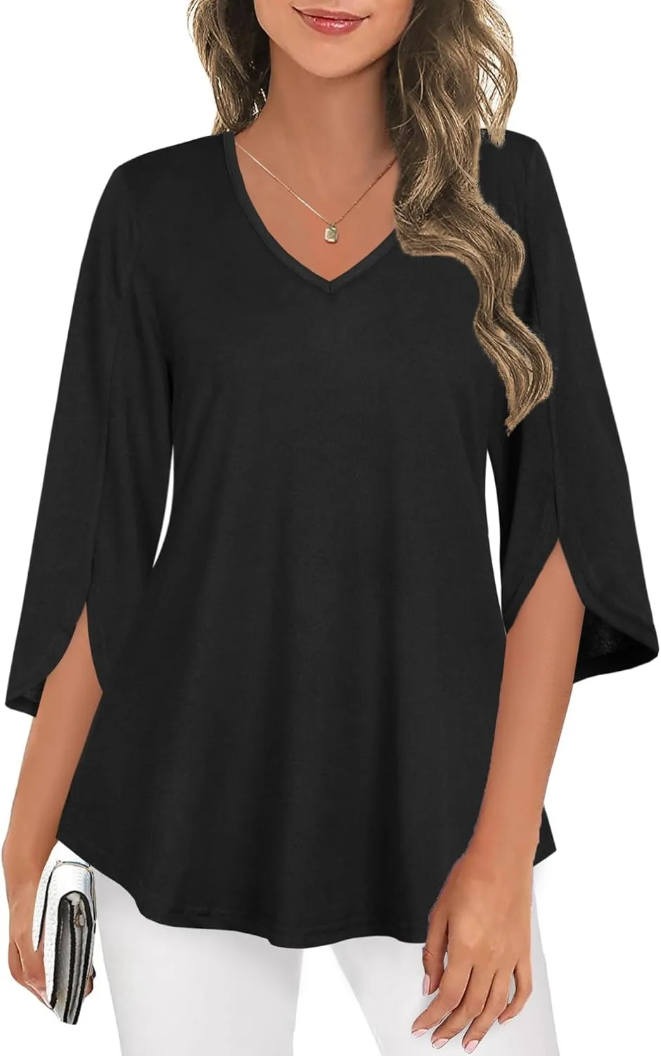 Tencole Womens Tops 2025 Summer Trendy Dressy Shirts 3/4 Sleeve Blouses Tunic V Neck Casual