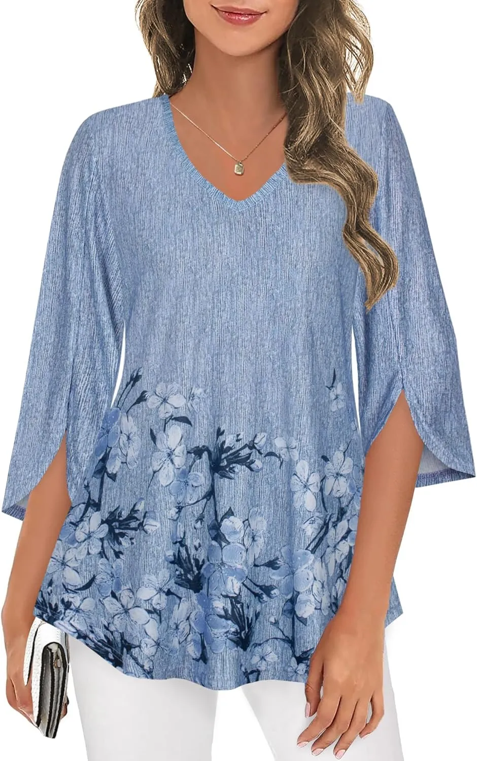Tencole Womens Tops 2025 Summer Trendy Dressy Shirts 3/4 Sleeve Blouses Tunic V Neck Casual