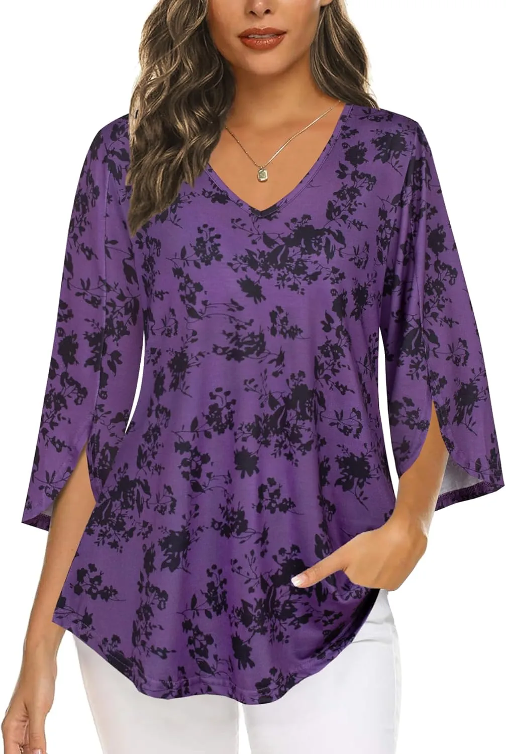Tencole Womens Tops 2025 Summer Trendy Dressy Shirts 3/4 Sleeve Blouses Tunic V Neck Casual