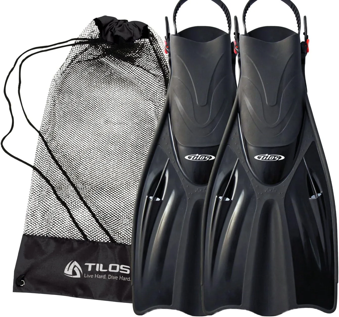 Tilos Getaway Large Open Heel Snorkeling Fins - Travel-Friendly, Adjustable Flippers for Wide Feet