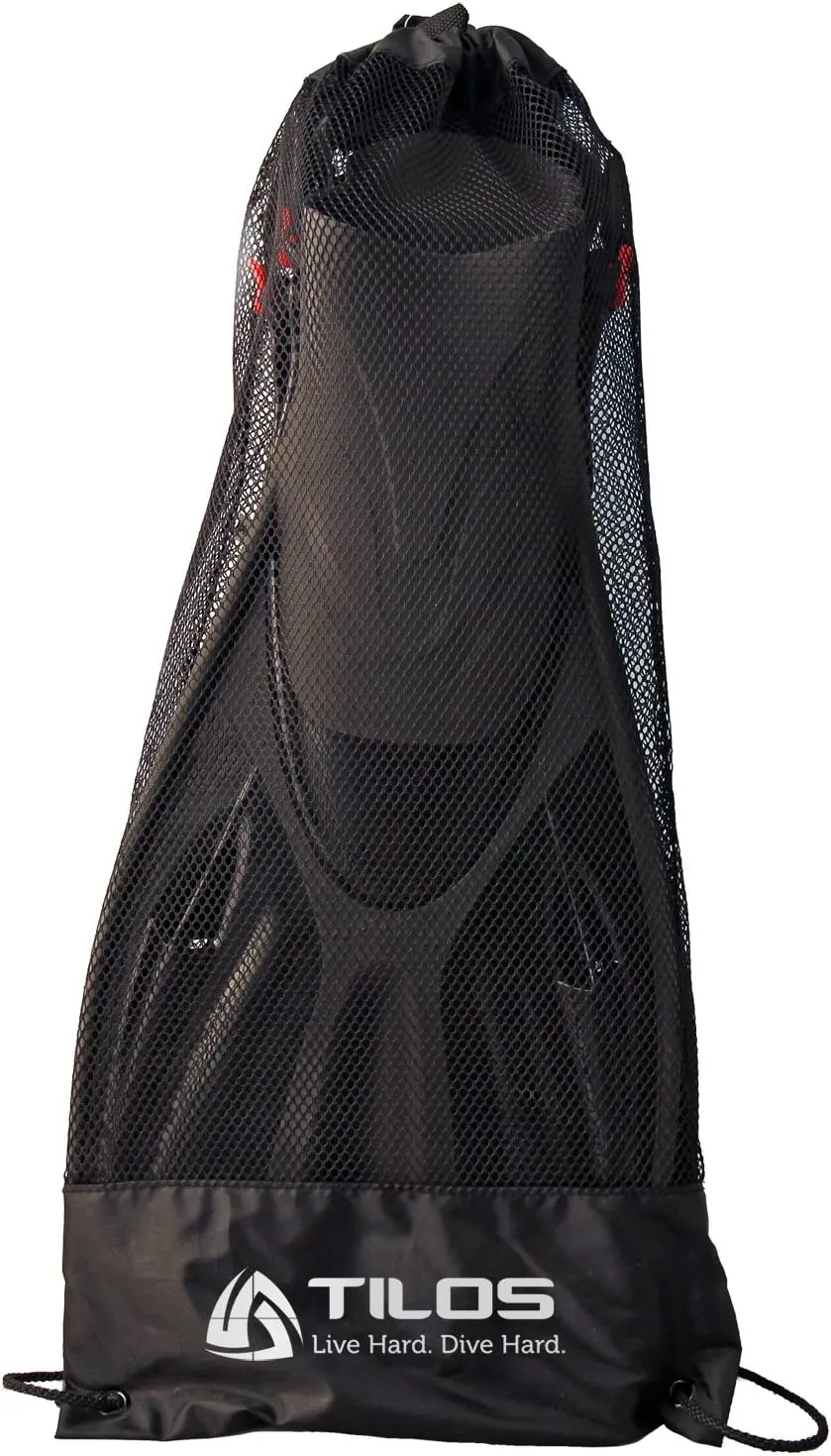Tilos Getaway Large Open Heel Snorkeling Fins - Travel-Friendly, Adjustable Flippers for Wide Feet