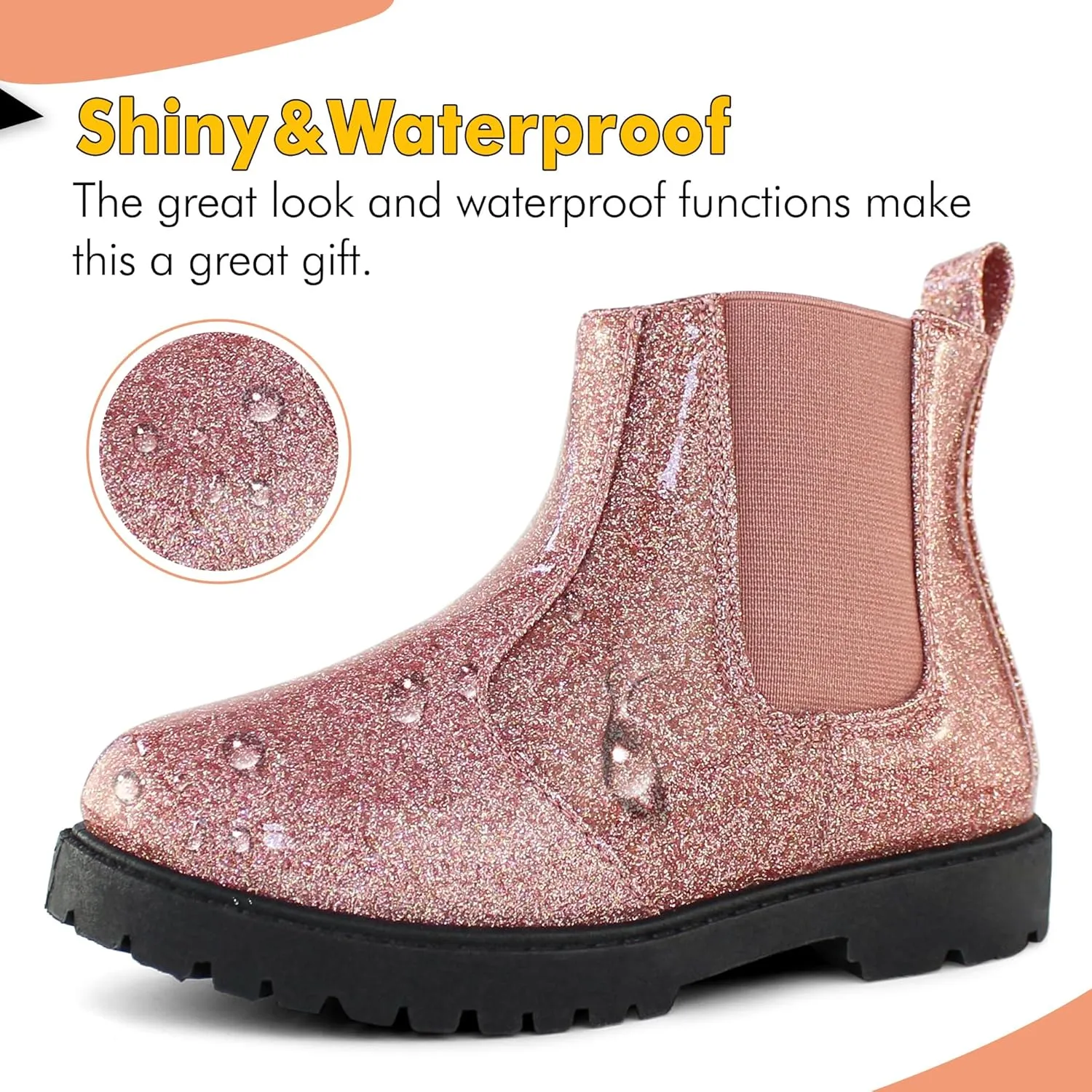 Tobfis Girl's Fashion Shiny Chelsea Boot Ankle Boots(Toddler/Little Kid/Big Kid)