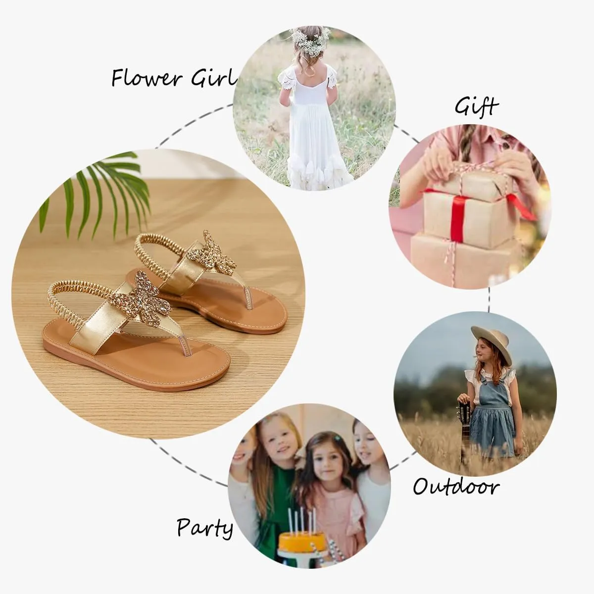 Toddler Girls Sandals Summer Flats Dress Shoes for Baby Little Kids Girl